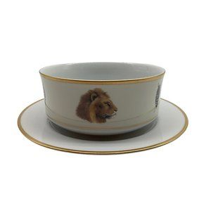Royal Sheffield African Big 5 Gravy Boat with Attached Underplate